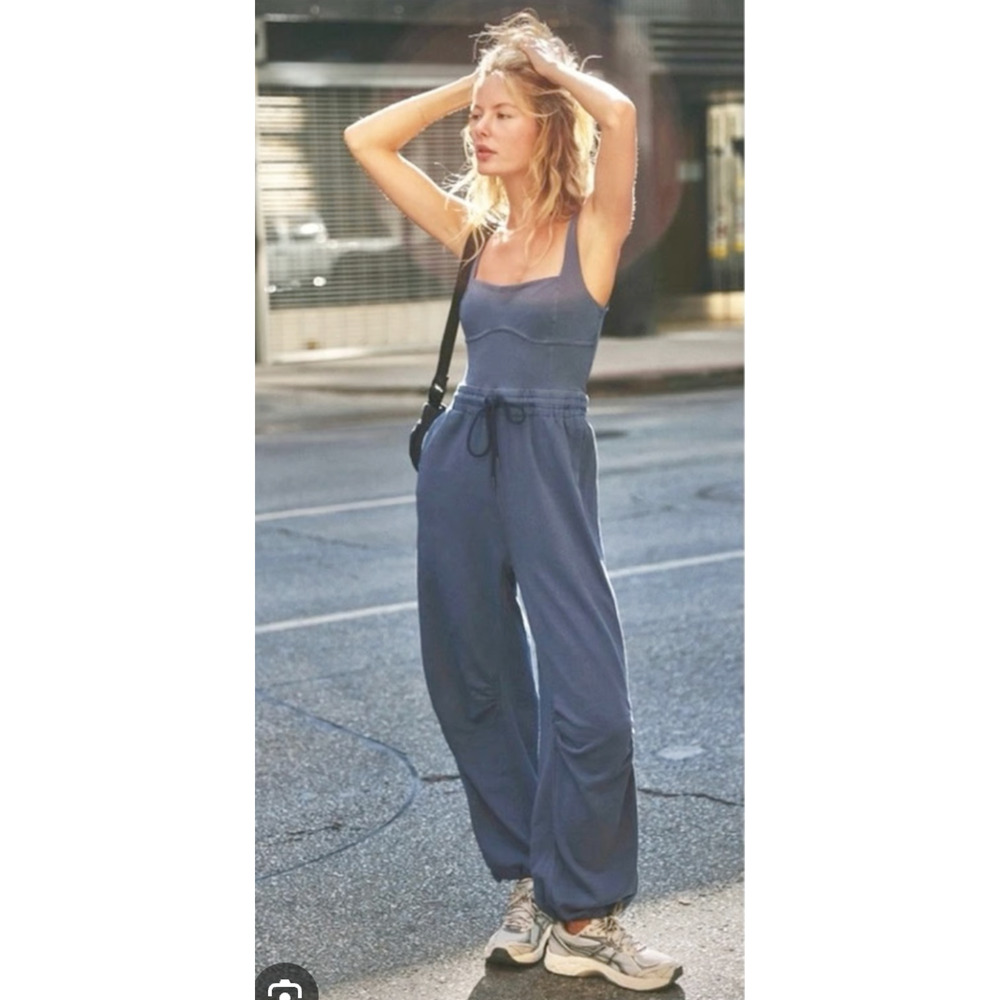 NEW FREE PEOPLE FP MOVEMENT SKYLINE MISTY BLUE INBOUND ONE PIECE JUMPSUIT SZ XS
